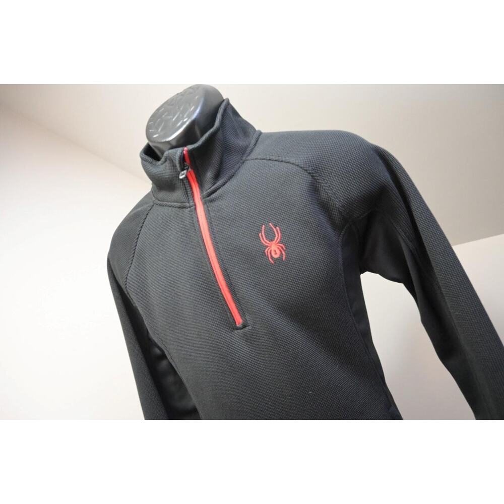 Spyder Fleece Athletic Jacket 1/4 Zip Performance Black Long Sleeve Mens Small